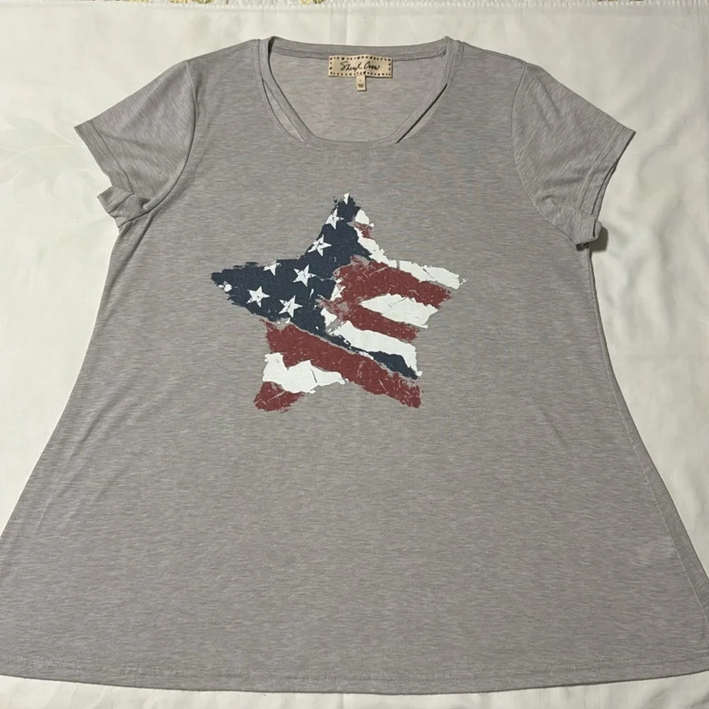 Sheryl Crow Gray Star Graphic short sleeveTee. Size L - Picture 3 of 7
